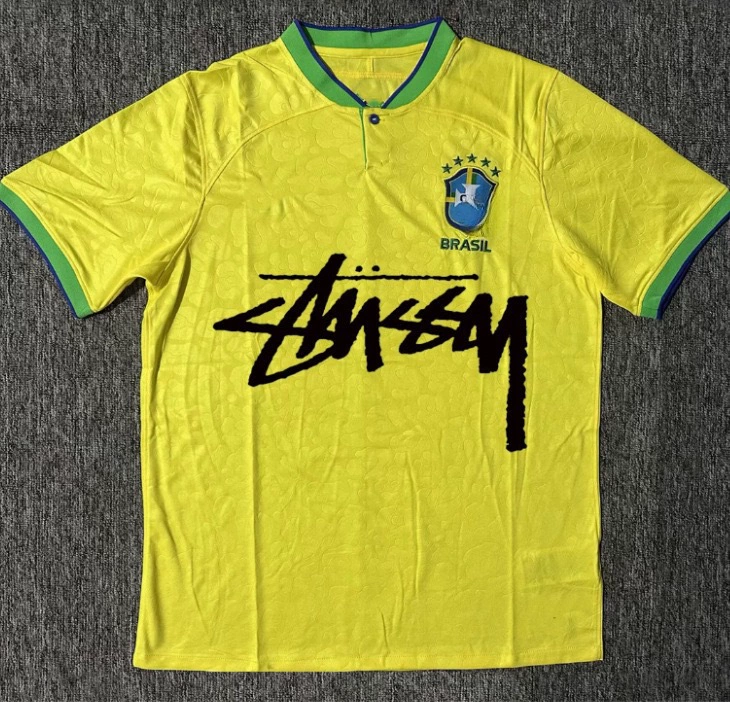 Футболка Stussy Stussy с подписью, Аргентина, Интер, Бразилия, Италия, Фламенго, короткие рукава