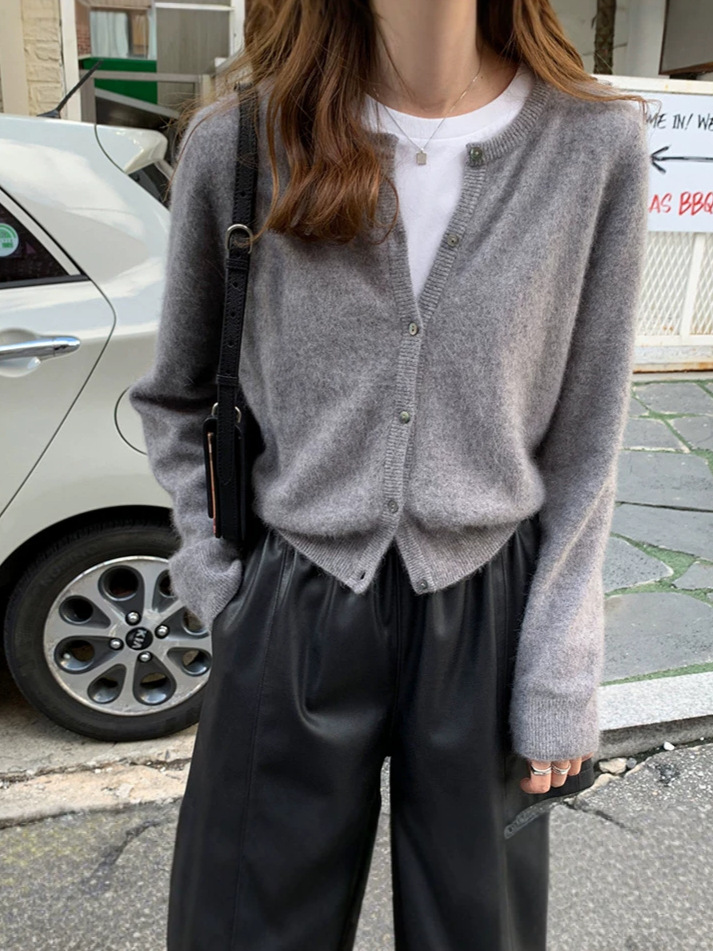 Qadın nazik trikotaj hırka, yay-payız üçün qısa jaket