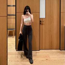 lulu原标直筒裤女瑜伽裤Throwback Still同款休闲抽绳高腰阔腿裤