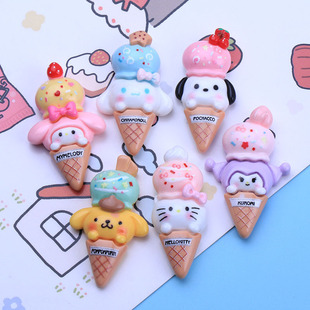 New Sanrio ice cream cartoon food and play diy cream glue phone case hair rope hairpin jewelry resin accessories