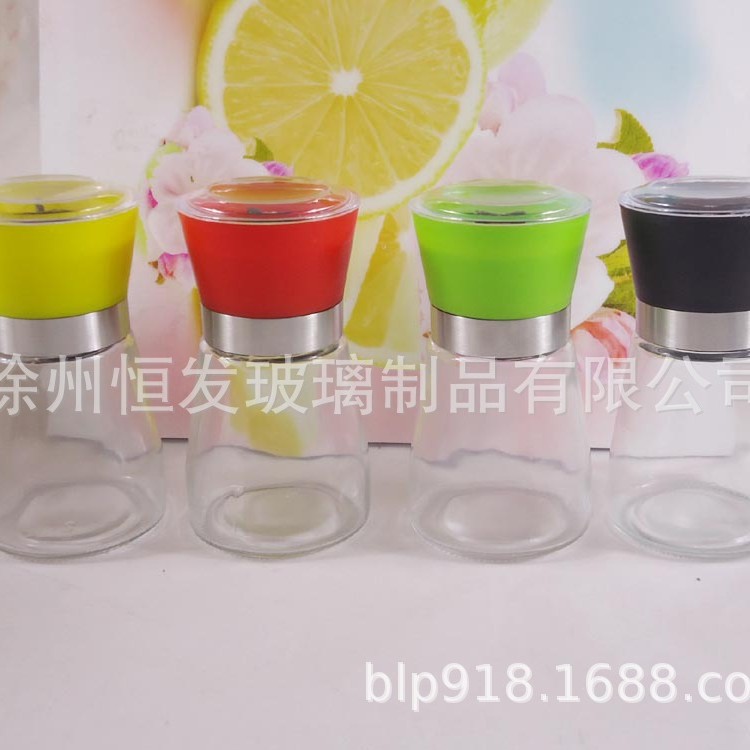 厂家直销手动胡椒粉研磨器玻璃瓶 玻璃椒盐瓶加工丝印logo