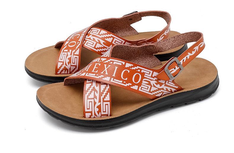 Dép sandal nam quai ngang đế bằng thoáng khí chống trượt — Màu nâu, Màu đỏ rượu, màu đen chi tiết 18