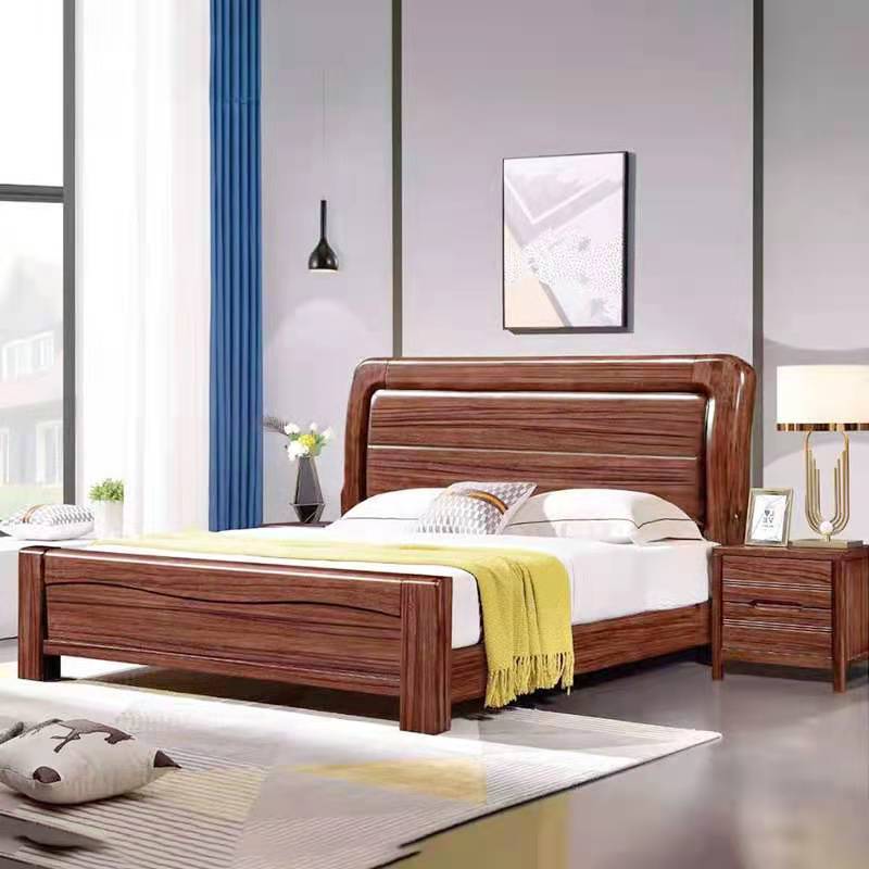 中式实木床红木婚床1.8米仿古卧室床具双人床高箱床820#|ru