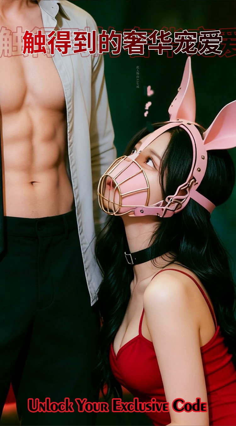 SM Puppy Play Bondage Headgear and Face Accessory Set in Pink PU Leather — detail image 7