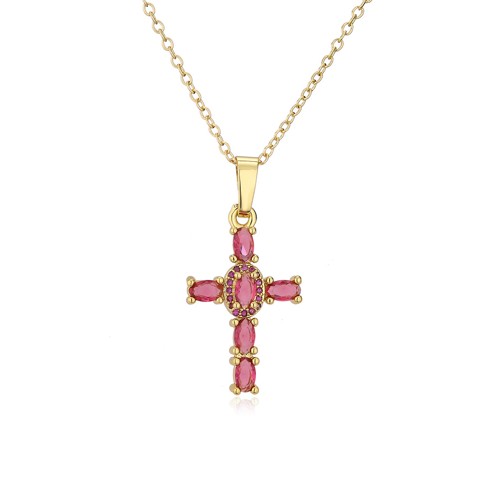 Fashion copper plated 18K gold cross pendant copper necklace jewelry