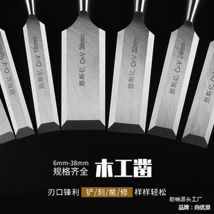 Complete Set of Woodworking Tools, Chrome Vanadium Steel Special Steel Woodworking Chisels, Wood Chisels, Flat Chisels, Beech Wood Handle Flat Chisels, Semi-Circular Chisels