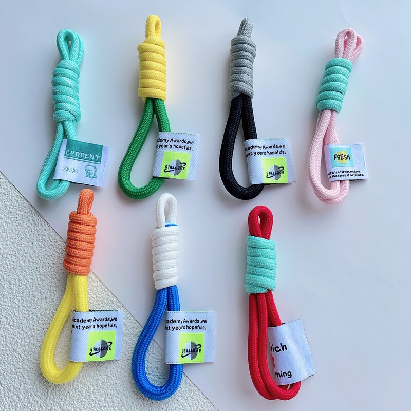 ins keychain color diy rope keychain woven rope label pendant U disk car lanyard car keychain