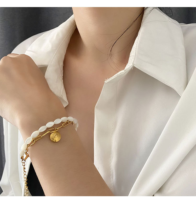 Fashion Geometric Titanium Steel Patchwork Bracelets 1 Piece