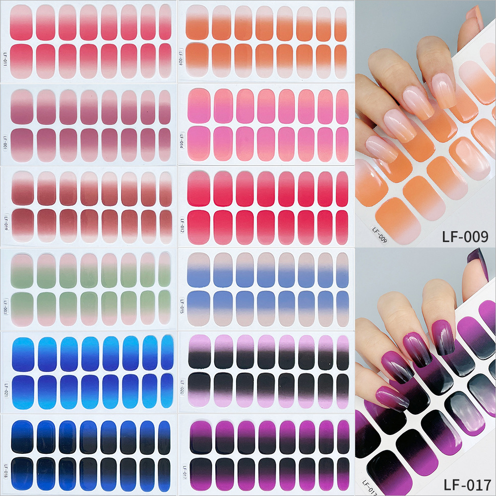 Gradient Nail Art Full Set for 16 Fingers Cross-Border Set Nail Stickers Wholesale in Stock Full Nail Art Set