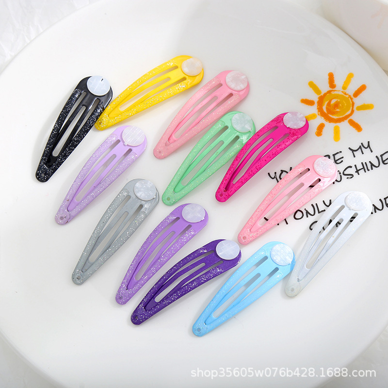 5cmキャンディーカラーのヘアピン、ヒョナ風カラフルなウォータードロップクリップ、オイルドロップBBクリップ、ヘアピン、子供用サイドヘアクリップ|undefined