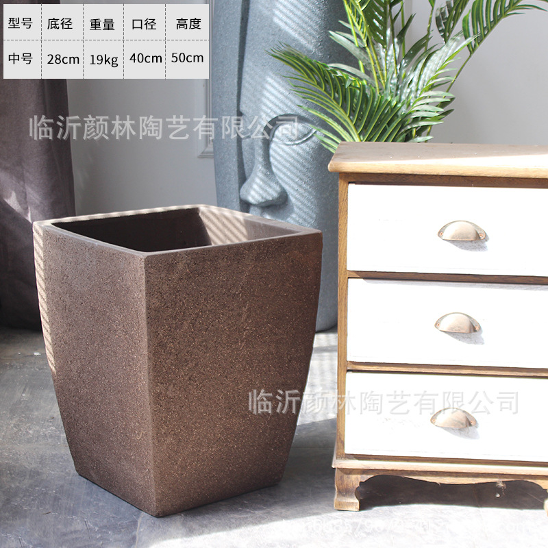 Cuadrado cerrado fondo maceta de cerámica gruesa maceta de paisaje de gran tamaño maceta de árboles de plantación maceta de árboles de semillas espesar maceta de arena violeta transpirable