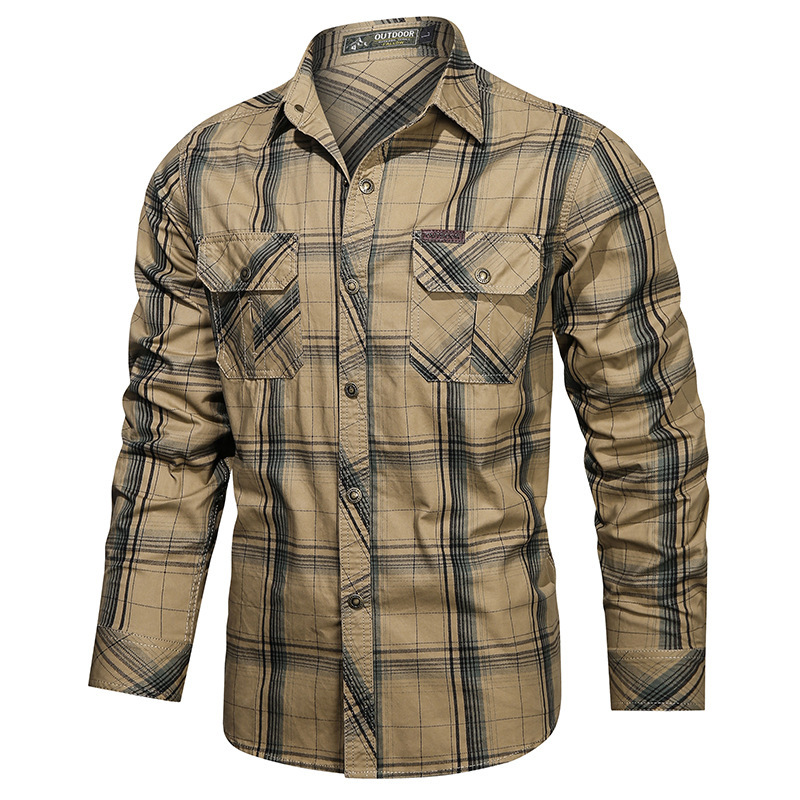 2024 Spring and Autumn New Cotton Plaid Long-sleeved Shirt Men's Casual All-match Artistic Shirt Men's Casual Jacket 2024 Spring and Autumn New Cotton Plaid Long-sleeved Shirt Men's Casual All-match Artistic Shirt Men's Casual Jacket
