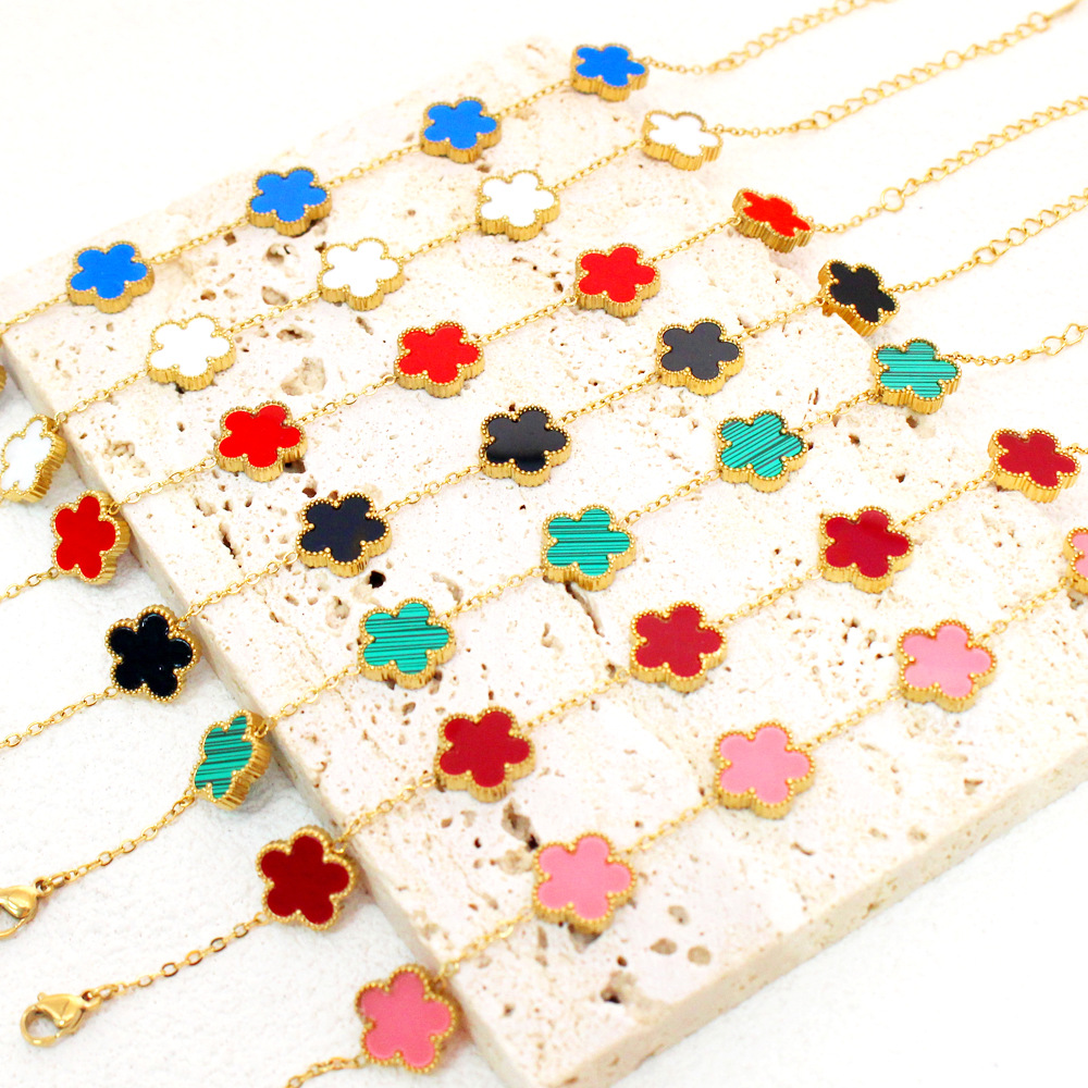 韩版网红气质绿色红色四叶草耳环贝母四叶草耳钉耳饰厂家批发现货