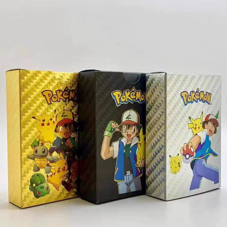 Карта Pokémon Gold Pikachu Charizard VMAX Pokémon Elf PTCG Английская флэш-карта