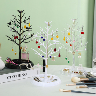 2 # Bird Tree Earring Shelf Display Stand Dressing Table Tree-Shaped Home Earrings Hand Jewelry Headband Necklace Jewelry Hanger