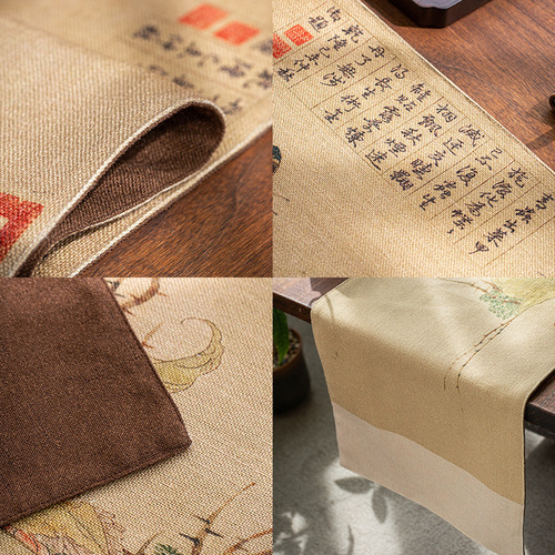 Zen hand-painted linen tea mats, table flags, tea ceremony accessories, Chinese linen tea coasters, tea sets, tea art dry mats, tea flags