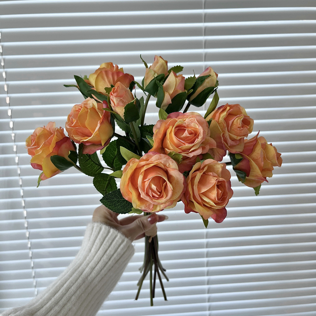 13 mano mano rosa borde de imitación ramo de flores flores secas bordes de rosa decoración de mesa de comedor de la sala de estar fotografía