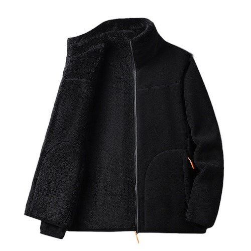 Couple's Style Double-Sided Coral Fleece Fleece Jacket, Unisex Winter Cotton Coat for Warmth, Suitable for Both Inside and Outside Wearing