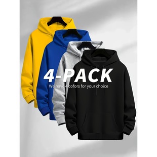 [Cross-Border European Code] 4 Solid Color Hoodies Loose Casual Hooded Sweatshirts Factory Wholesale