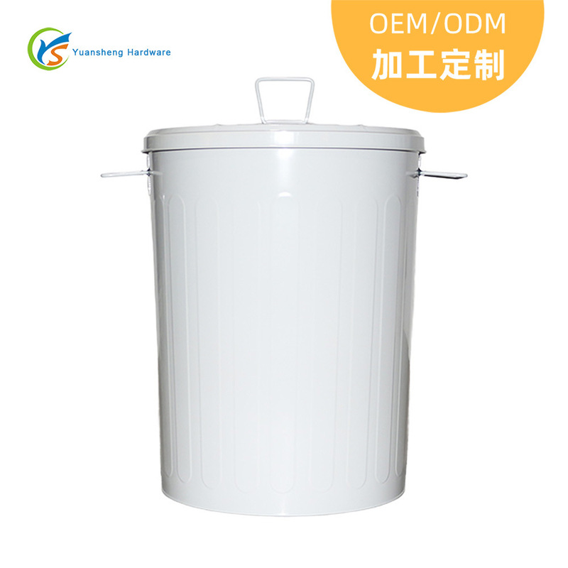 Customized Trash Can with Lid, Galvanized Iron Large Trash Can, 20 Gallon Metal Double Handle Storage Bucket, Iron Bucket