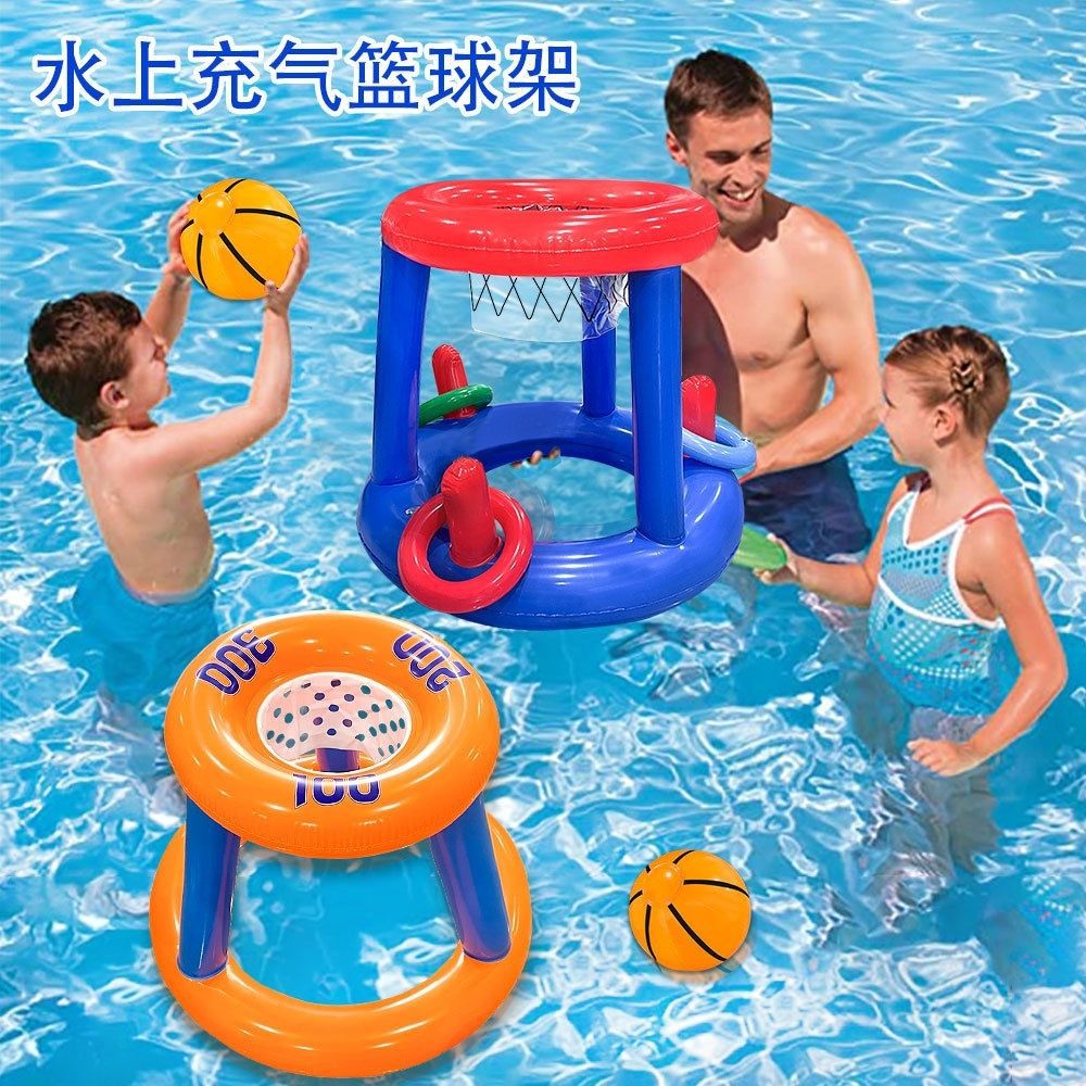 Cross-Border Hot-Selling Pvc Inflatable Basketball Stand Toy Water Parent-Child Game Outdoor Supplies Kidsren's Throwing Ring