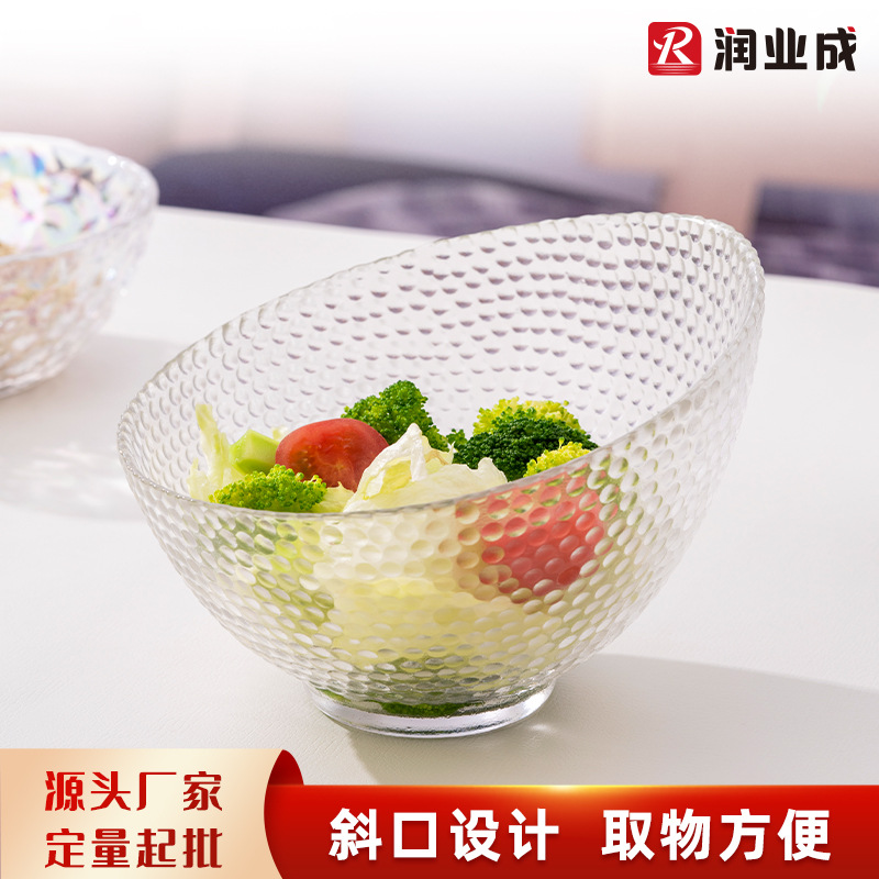 Japanese -style creative hammer -wrapped glass sloping salad bowl…