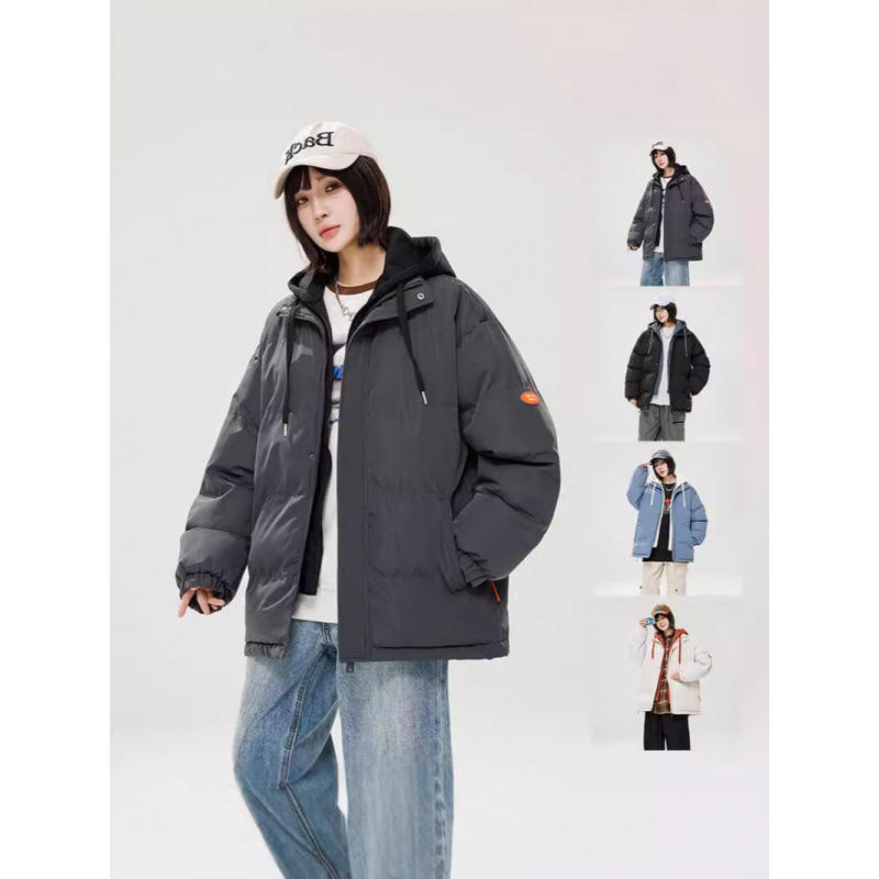 2024 invierno nuevo engrosado calentamiento con capuchón ropa de algodón suelta de tamaño grande juvenil falso de dos chaquetas casuales de algodón