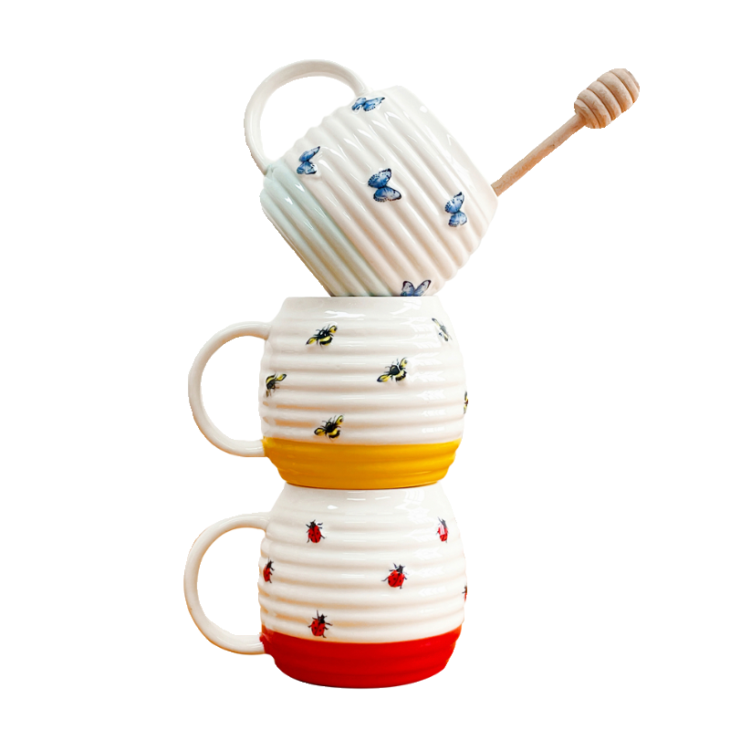 Яркая рифленая кружка с животным узором, кружка под глазурь с цветным рисунком, трехцветная кружка экспорт завтрак молочная кружка