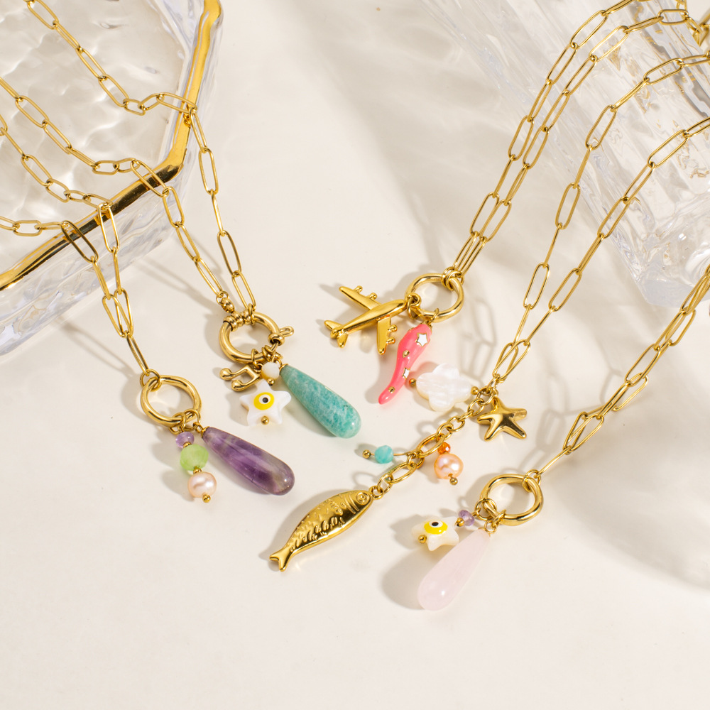 Klobige Halskette Mit Anhängern Für Damen Und Mädchen_voghion.com