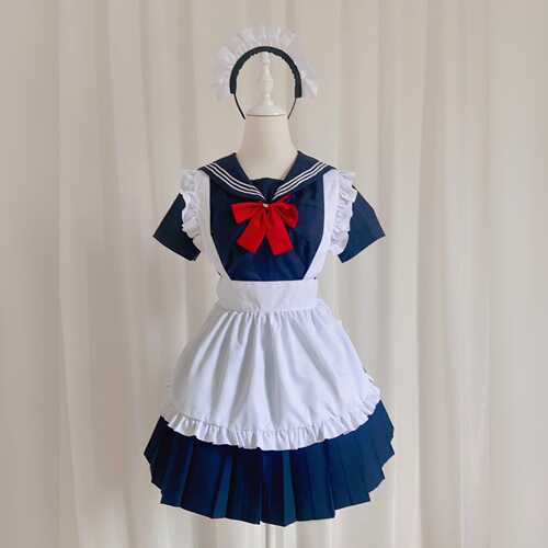 Japanese JK Internet celebrity anchor soft girl skirt classic black and white maid outfit cos Lolita princess big swing maid apron