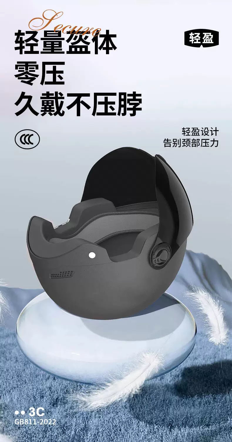 3C Certified Helmet for Electric Vehicles, Men's and Women's National Standard Four-Season Motorcycle Half Helmet, Anti-Fall, Anti-Collision, Summer Sun Protection Safety Helmet