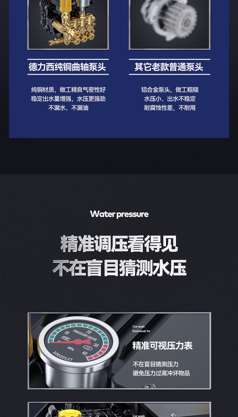 Delixi Car Washing Machine 220V Commercial Car Wash Shop Farm High-Power Ultra-High-Pressure Cleaning Machine Booster Water Gun Pump