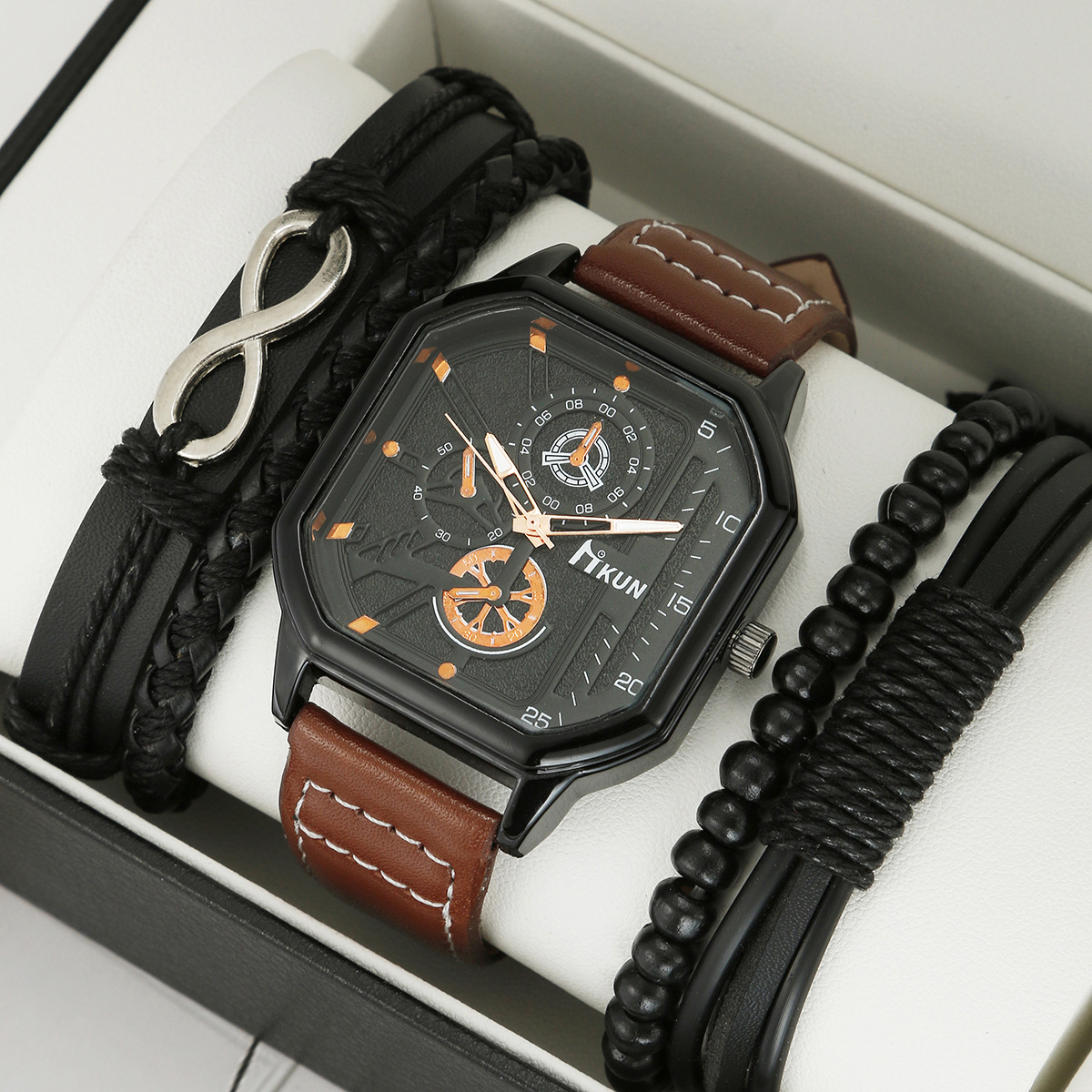 Grand cadran, nouvelle ceinture carrée à Double couche à la mode, ensemble de bracelets personnalisés de sport décontractés pour hommes, montre à Quartz_voghion.com