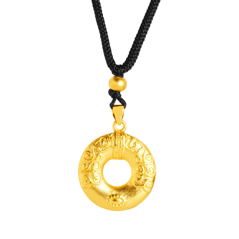 Oro Ruyi anillo collar círculo joyería de las mujeres elegante todo partido antiguo arte de Latón chapado en oro suministro directo de fábrica