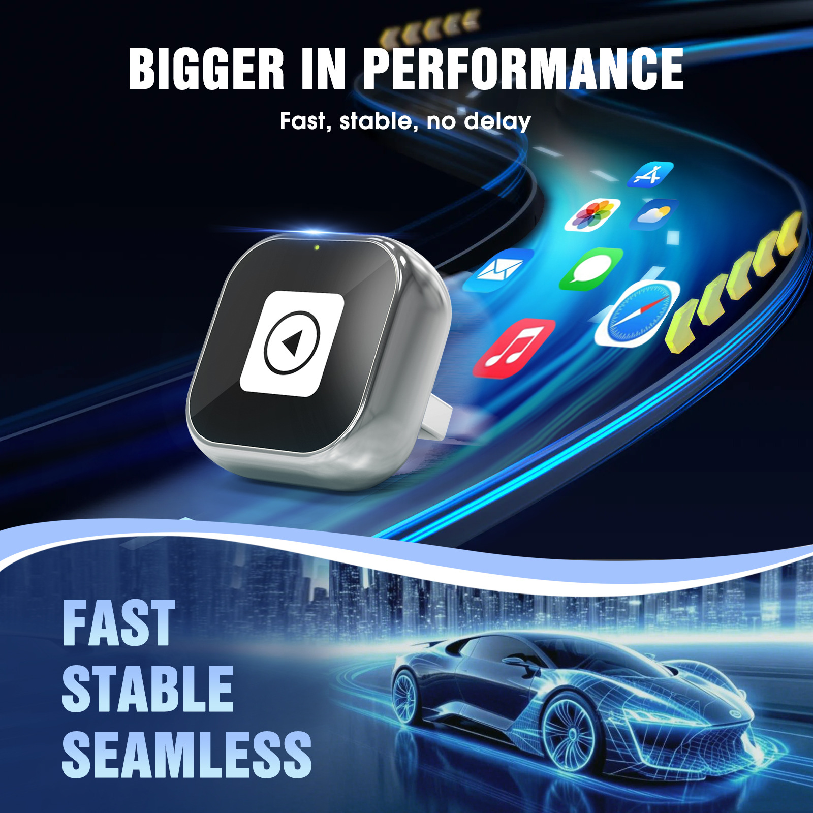 Cross-Border Smart Carplay Box Car Converter Android Auto Wired to Wireless Car-Machine Interconnection