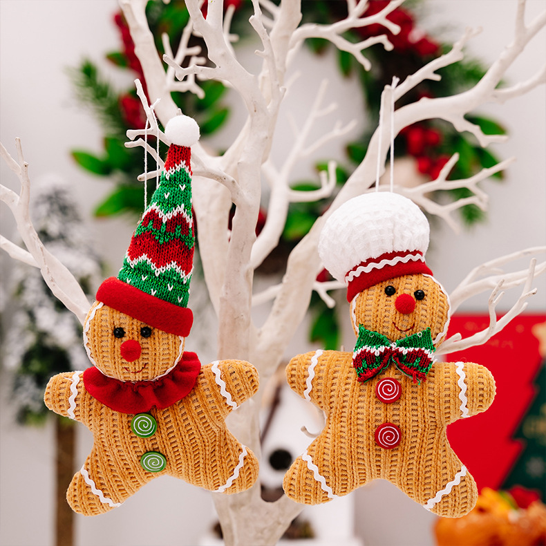 160g Weight Hanging Ornaments Event & Party Supplies 1 Piece Quantity Party, Festival Occasion Polyester Material Christmas Festival Gingerbread Pattern Cute Style Christmas Cute Gingerbread Polyester Party Festival Hanging Ornaments 无