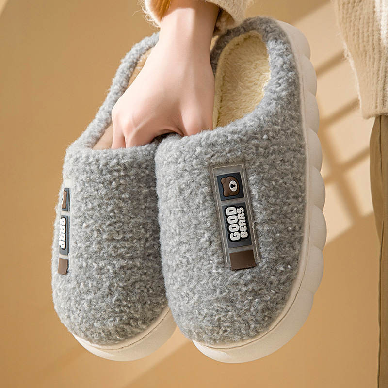 2024 new winter cotton slippers comfortable platform plush interior home warm cotton slippers couple non-slip confinement shoes