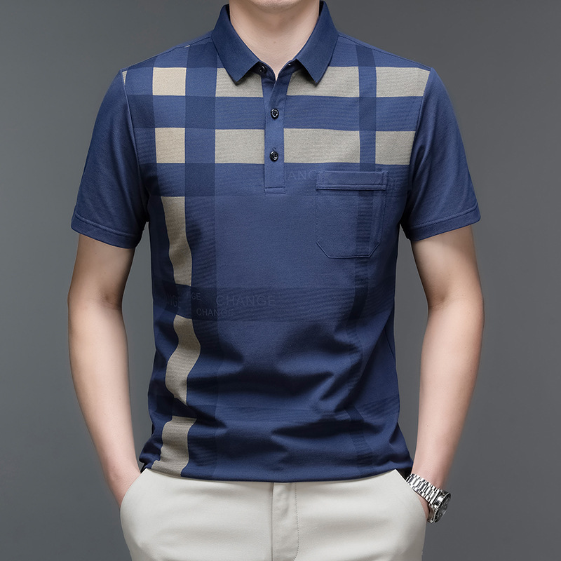 Mingdi Mouse 2024 Sommer Neues Polo-Kragen-Kurzarm-T-Shirt mit Taschendruck aus reiner Baumwolle für Herren_voghion.com