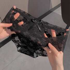 2025新品蕾丝爆款性感无痕镂空内裤女中腰半透网纱透气三角裤女