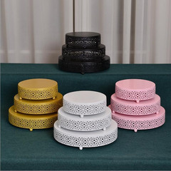 Golden dessert table decorations European wedding props Lace iron cake plate afternoon tea snack stand combination