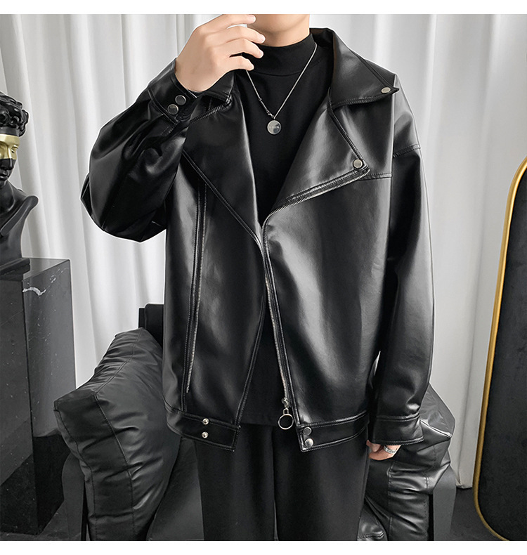 Herren Lederjacke Für Herbst Und Winter Im Bikerstil_voghion.com