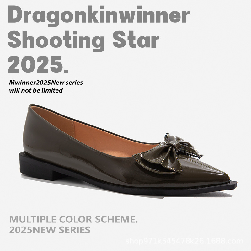 Designer High Heels with Soft Soles That Are Comfortable for the Feet, Low-Heeled Flats for Women, 2025 New Style, Pointed Toe with Floral Decoration, Fashionable