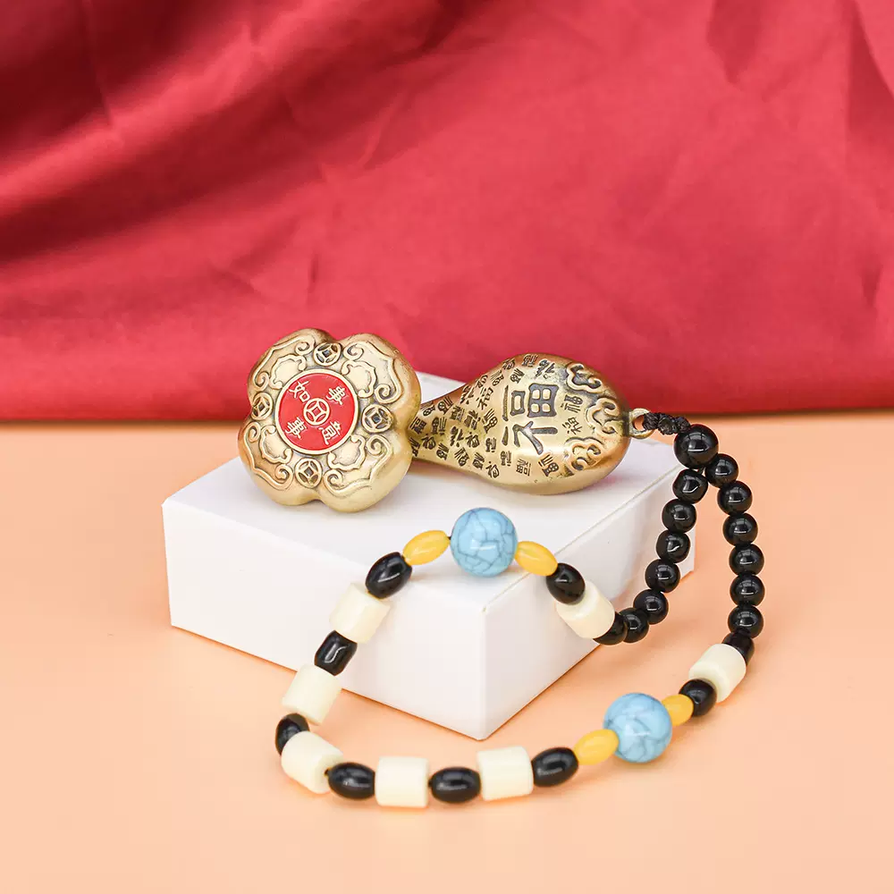 黄铜转运如意手把件转转摆件福字携带新中式吉祥工艺品手把件摆饰