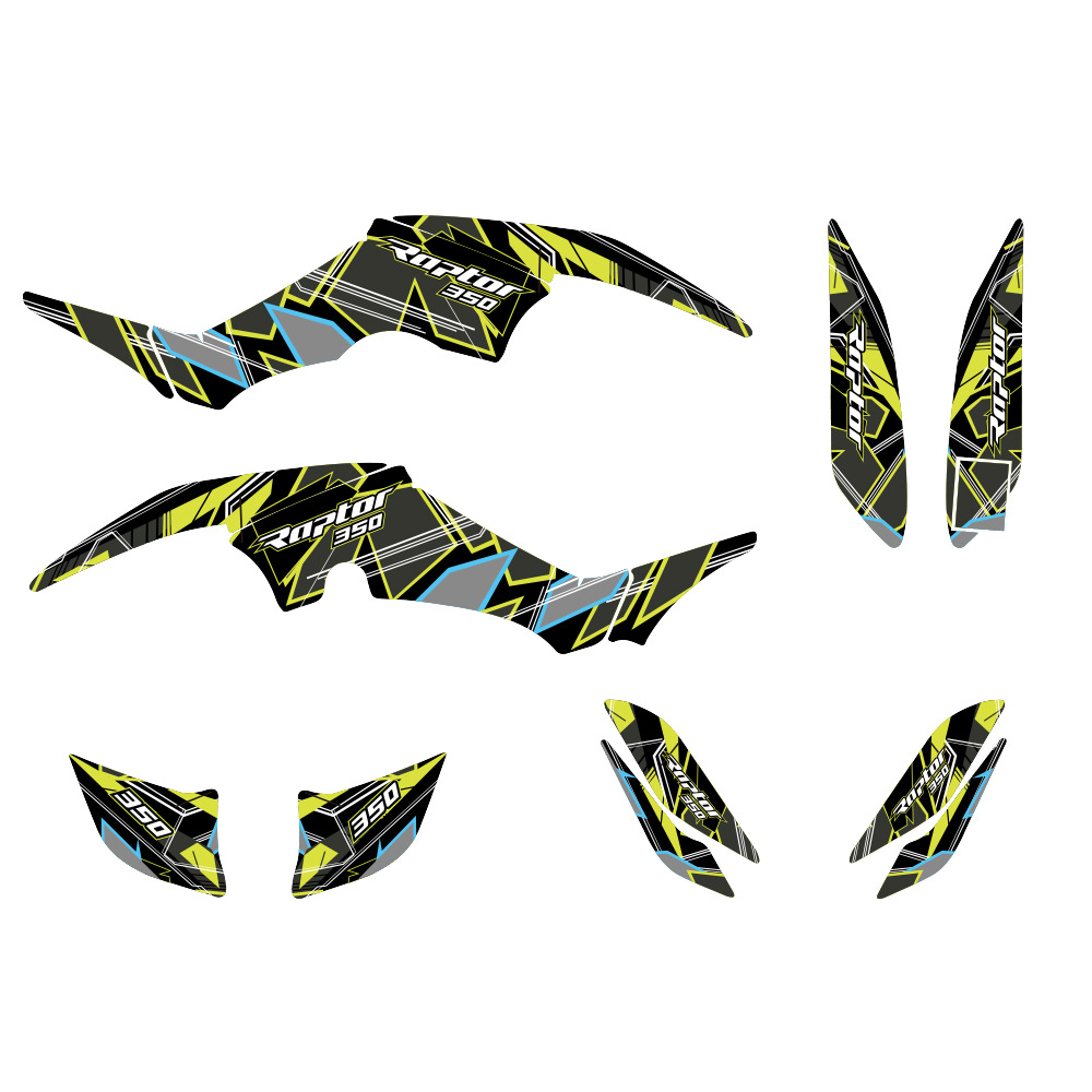 Pegatinas para motocicletas para Yamaha Raptor 350 ATV YFM350 fondo gráfico conjunto completo de pegatinas image 7