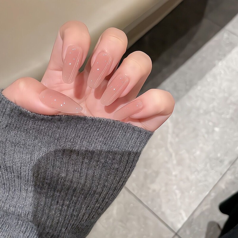Zhen Huan's Nude Color Wearable Nails for Office Workers, Simple and Elegant Single-Color Manicure with a High-End Feel, Suitable for Everyday Use
