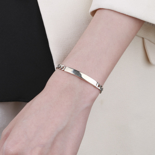 Yunchaoxuan S925 sterling silver Korean version simple and minimalist square tube bolt splicing side chain personalized bracelet