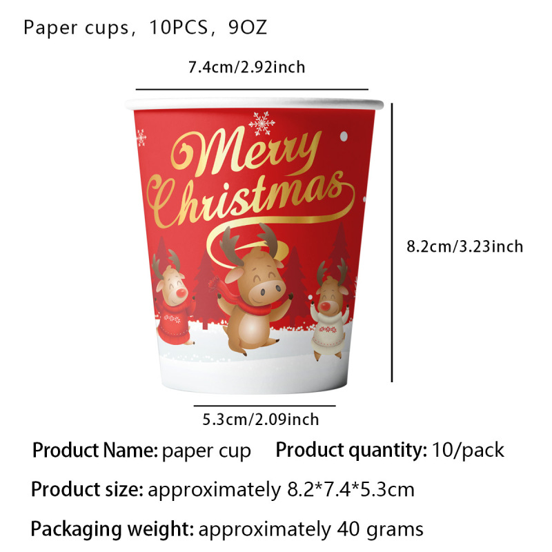 赤いクリスマスをテーマにしたパーティー サンタクロース トナカイ 食器 紙皿 紙コップ テーブルクロス フラッグ ペーパータオル用品|undefined