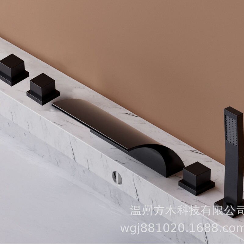 Factory large wholesale discount American waterfall split three-hole five-hole bathtub hot and cold faucet chrome black and white