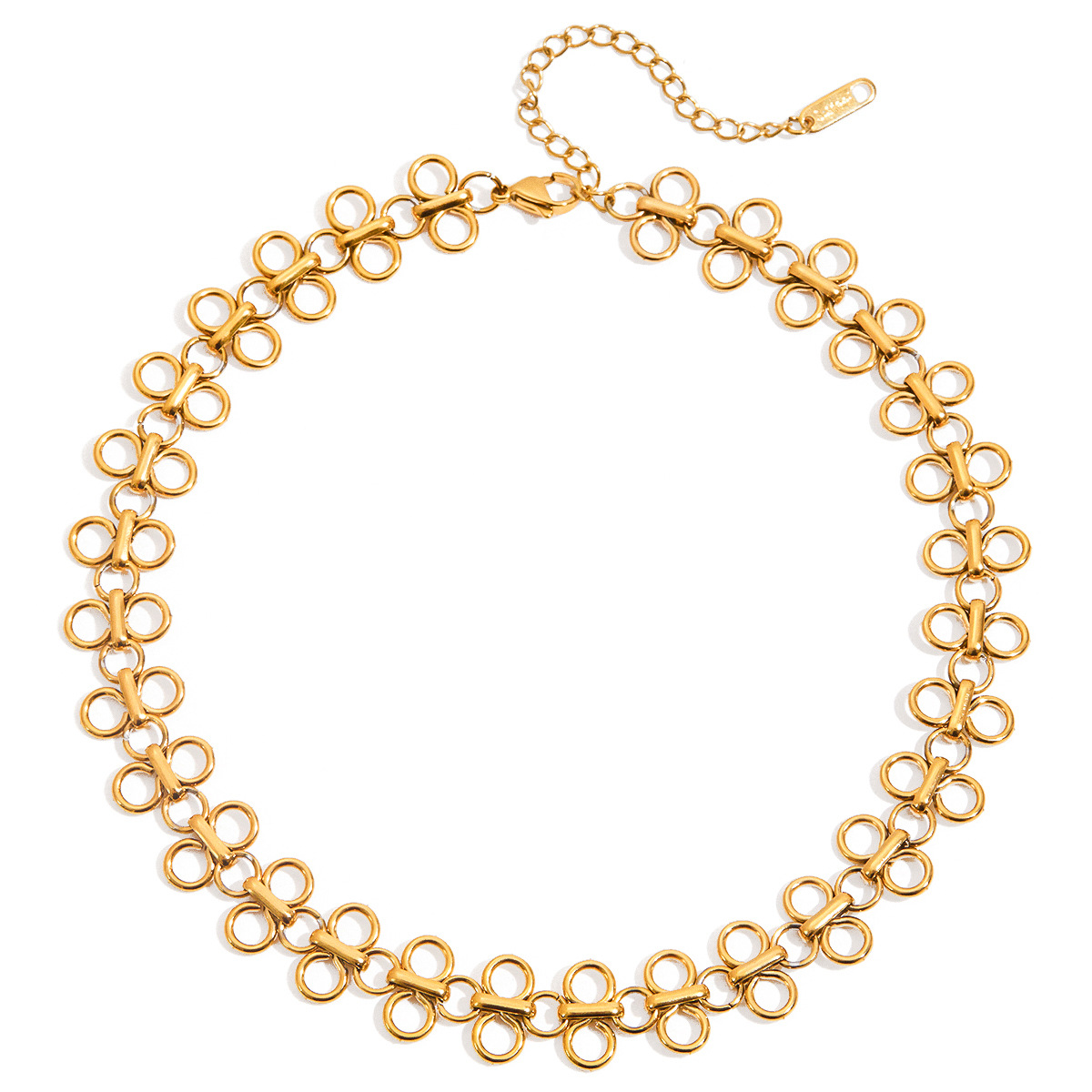 Wanxing Cross-border oro 18 quilates cuello hueco de trébol de cuatro hojas retro francés collar simple de alta gama joyería