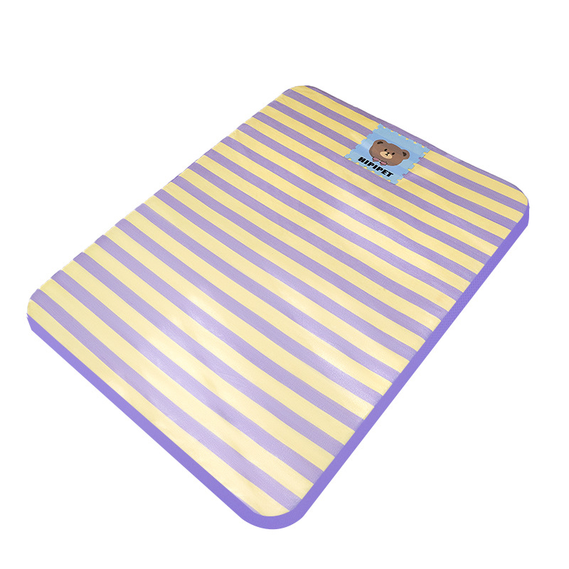 Perro verano peluche perro pequeño dibujos animados rayas de seda de hielo cojín cojín para dormir fresco gato perrera para mascotas